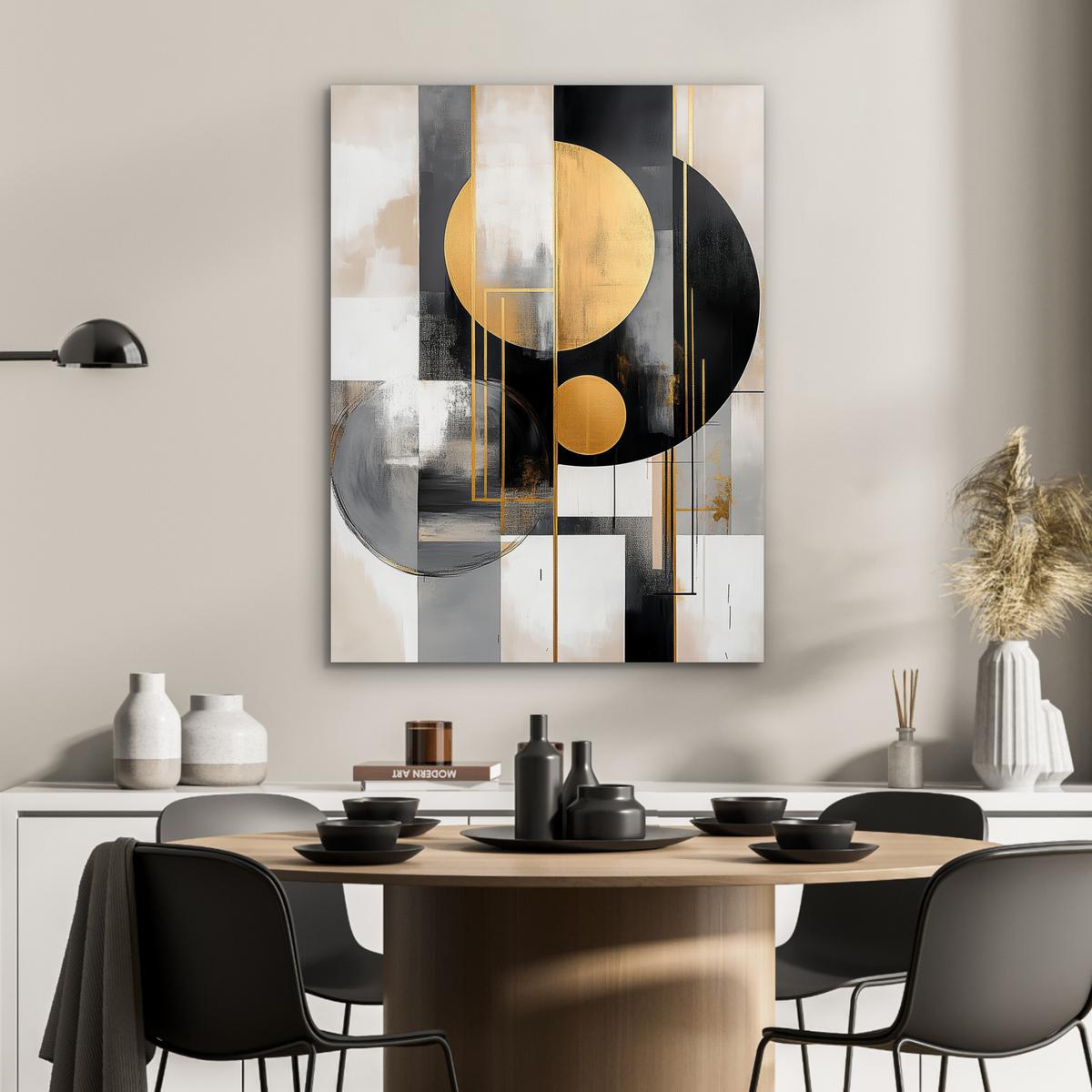 METALLBILD Abstrakt - Gold - Silber - Formen - Ästhetisch - Modern 60x80 cm - Goldfarben, Metall (60/80cm) - MuchoWow