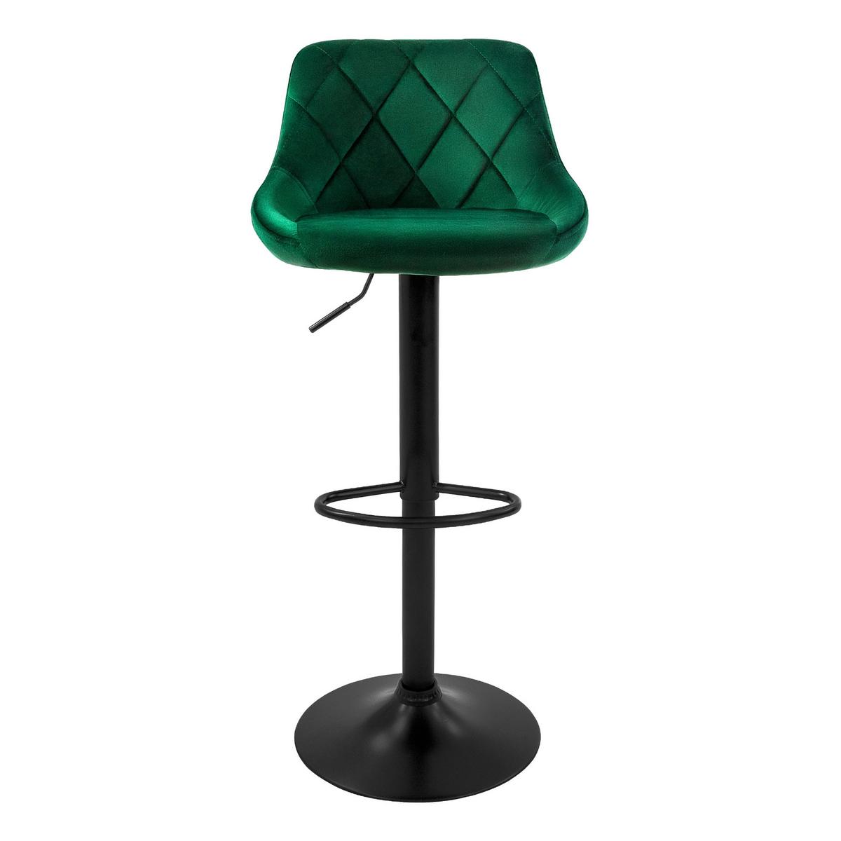 BARHOCKER 2er Set aus Samt Grün höhenverstellbar/drehbar - Schwarz/Grün, Metall (37/106/47cm) - ML-DESIGN