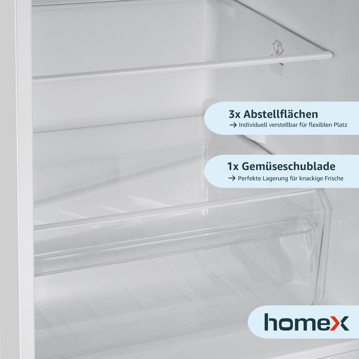 KÜHL-GEFRIER-KOMBINATION, freistehend, 173 Liter Nutzinhalt, 4-Sterne Gefrieren, Höhe 142,5 cm, 40 dB, Kühlschrank mit Gefrierfach groß, CFS1110-W - Weiß, Glas/Kunststoff (49.5/142.5/56cm) - homeX