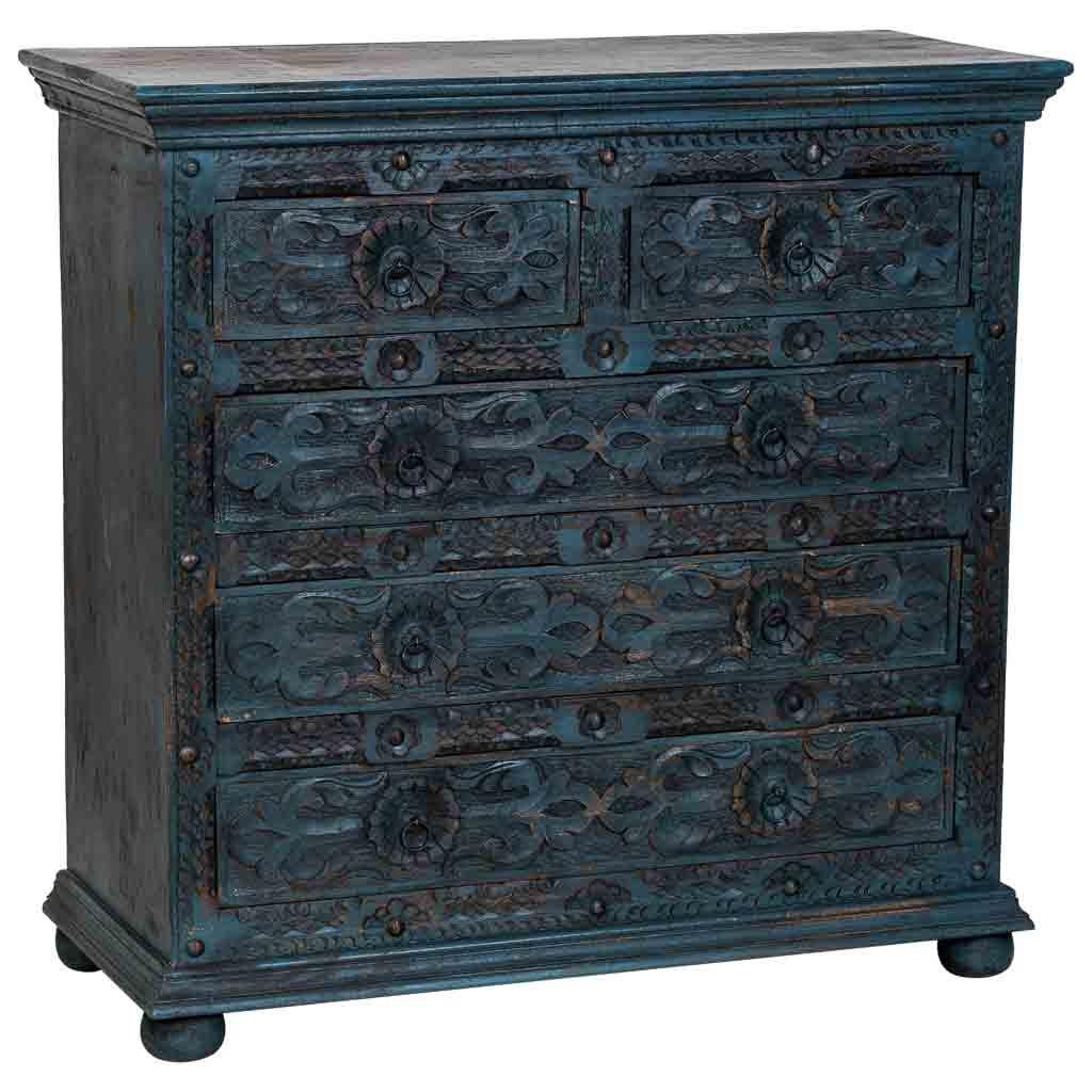 KOMMODE aus holz 100x43x95cm - Blau, Holz (100/95/43cm) - Wanderlust