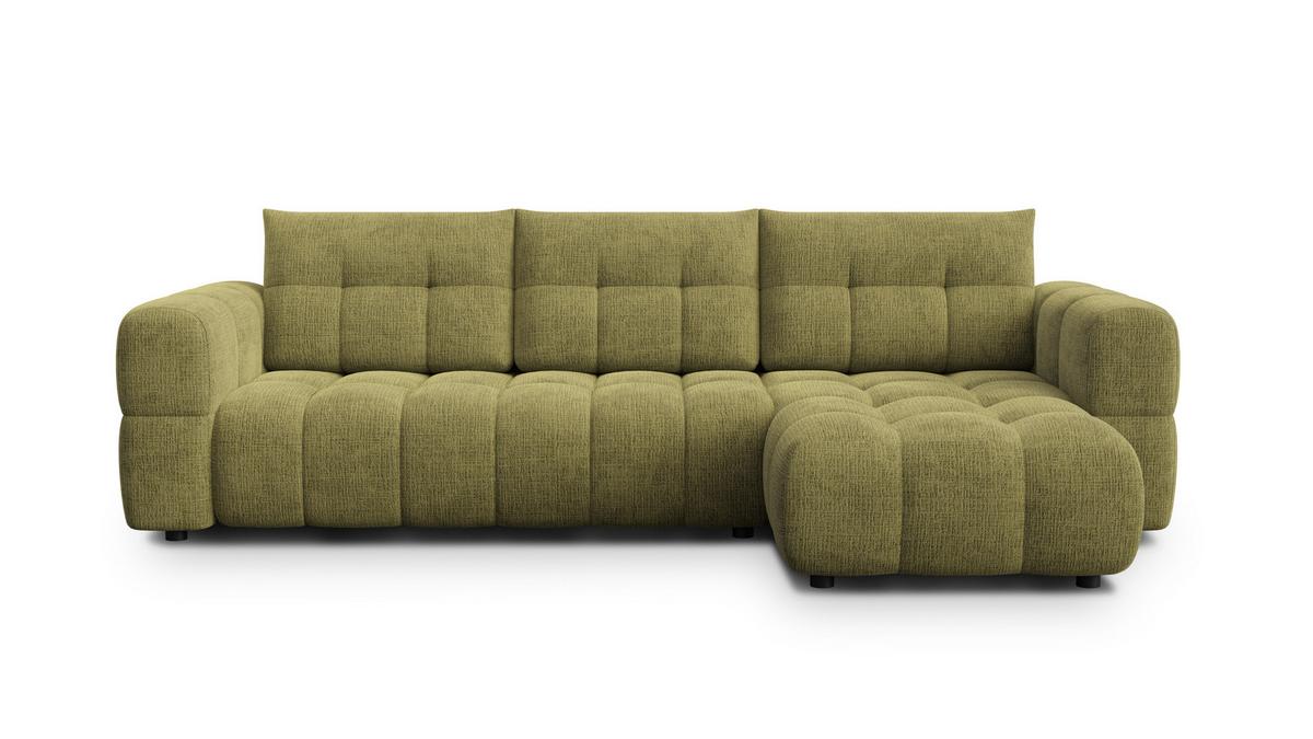 ECKSOFA CLOUDI 4-Sitzer rechts, olivgrün - Schwarz/Olivgrün, Holz/Textil (294/160cm) - Wozimo