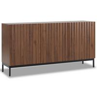 SIDEBOARD mit 2 verstellbaren Regalen und Wellen-Tür-Design - Braun, Holzwerkstoff/Metall (150/80/40cm) - Urban Meuble
