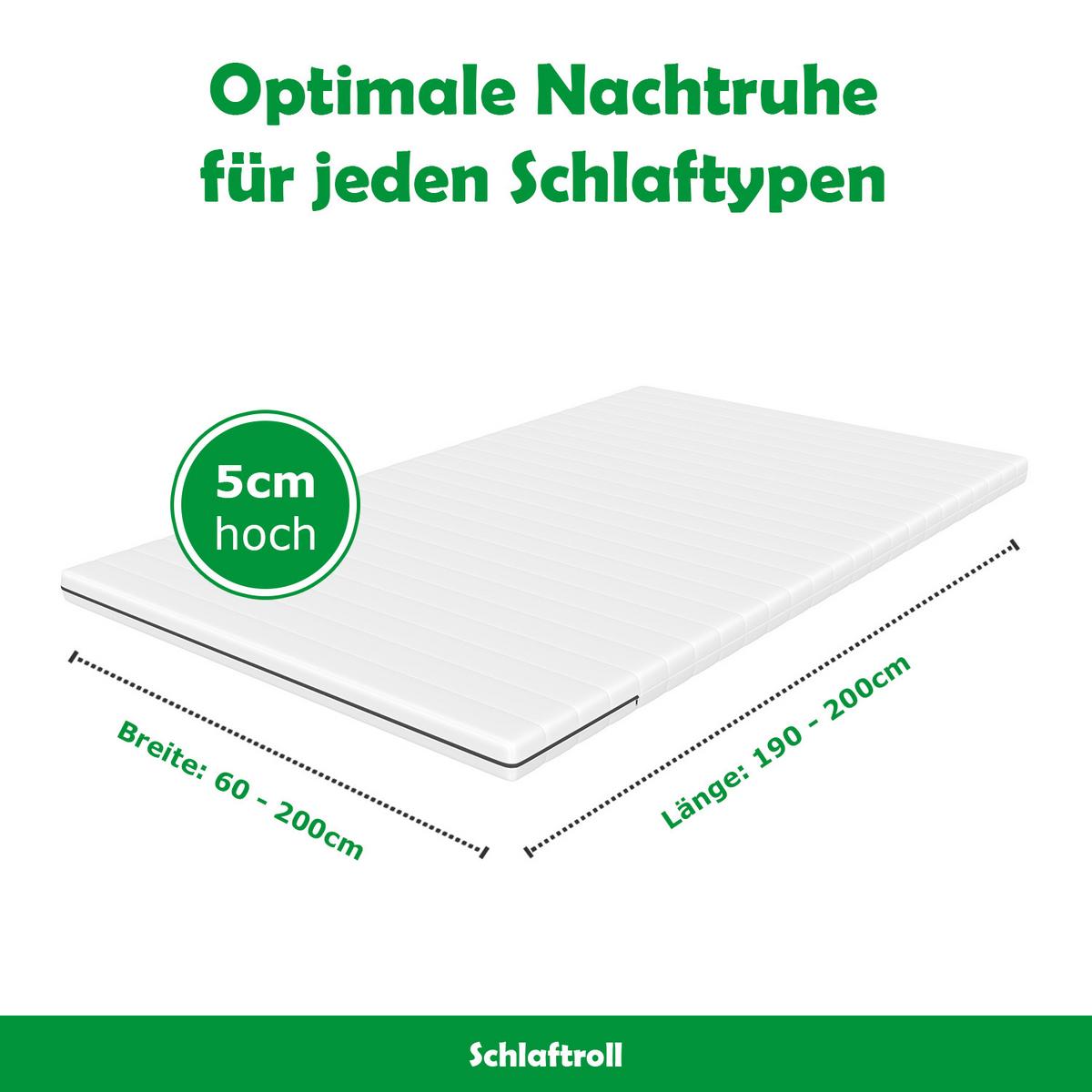 MATRATZENTOPPER 80 x 190 cm – ca. 5 cm Höhe - Weiß, Textil (80/190cm) - Schlaftroll