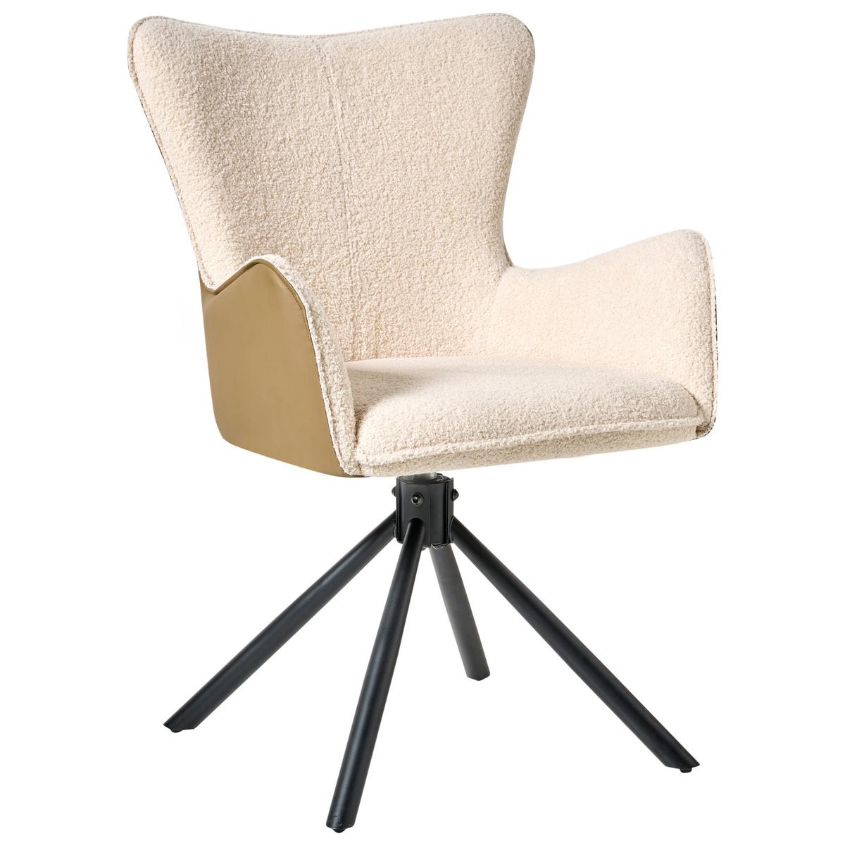 ESSZIMMERSTUHL 2er-Set Hellbeige Novi - Beige/Schwarz, Textil (60/89/68cm) - Beliani