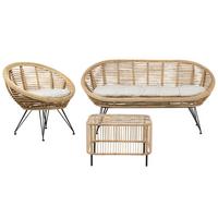 3-SITZER LOUNGE SET Rattan Natürlich Maratea/Cesenatico - Naturfarben, Naturmaterialien - Beliani