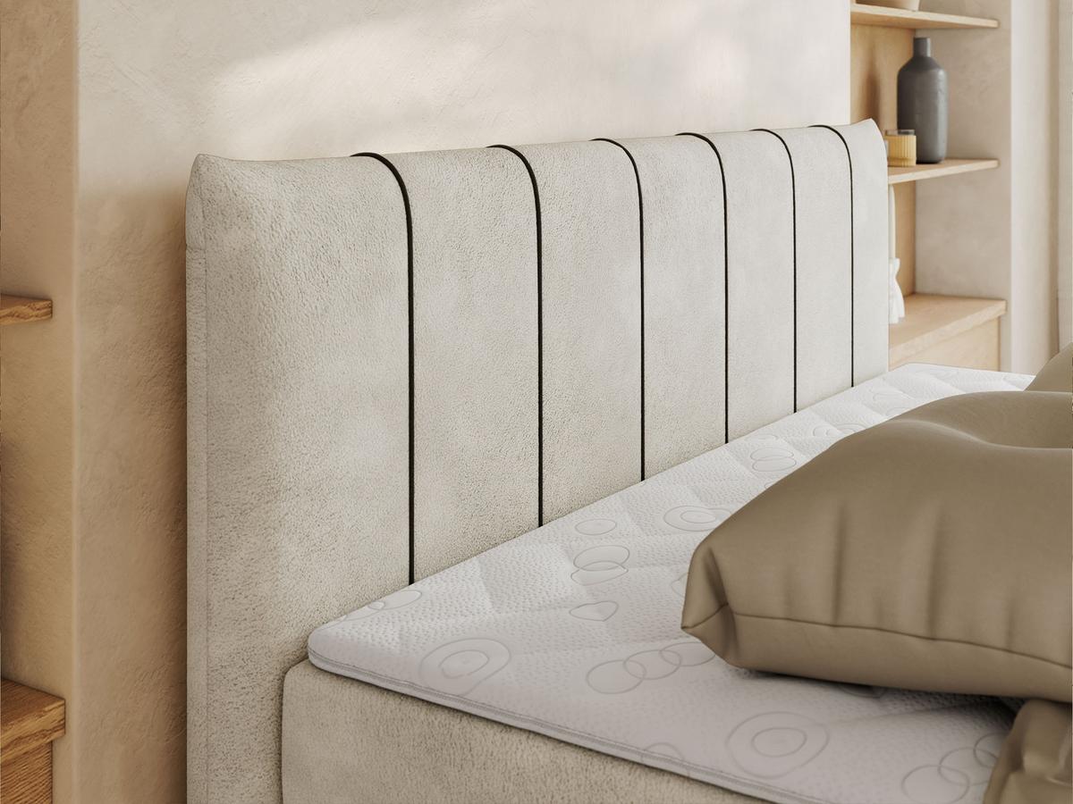 BOXBETT DRINEA 140/200 - Hellbeige Velours - H4 - Beige, Textil (140/200cm) - MKS