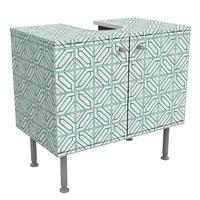 WASCHBECKENUNTERSCHRANK Fliesenmuster Rauten Geometrie türkis 60/55/35 cm - Türkis, Holzwerkstoff (60/55/35cm) - Bilderwelten