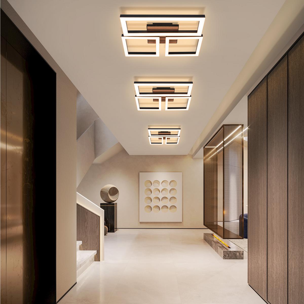 LED DECKENLEUCHTE Vrelis 37/31/6 cm - Schwarz, Kunststoff/Metall (37/31/6cm) - ZMH