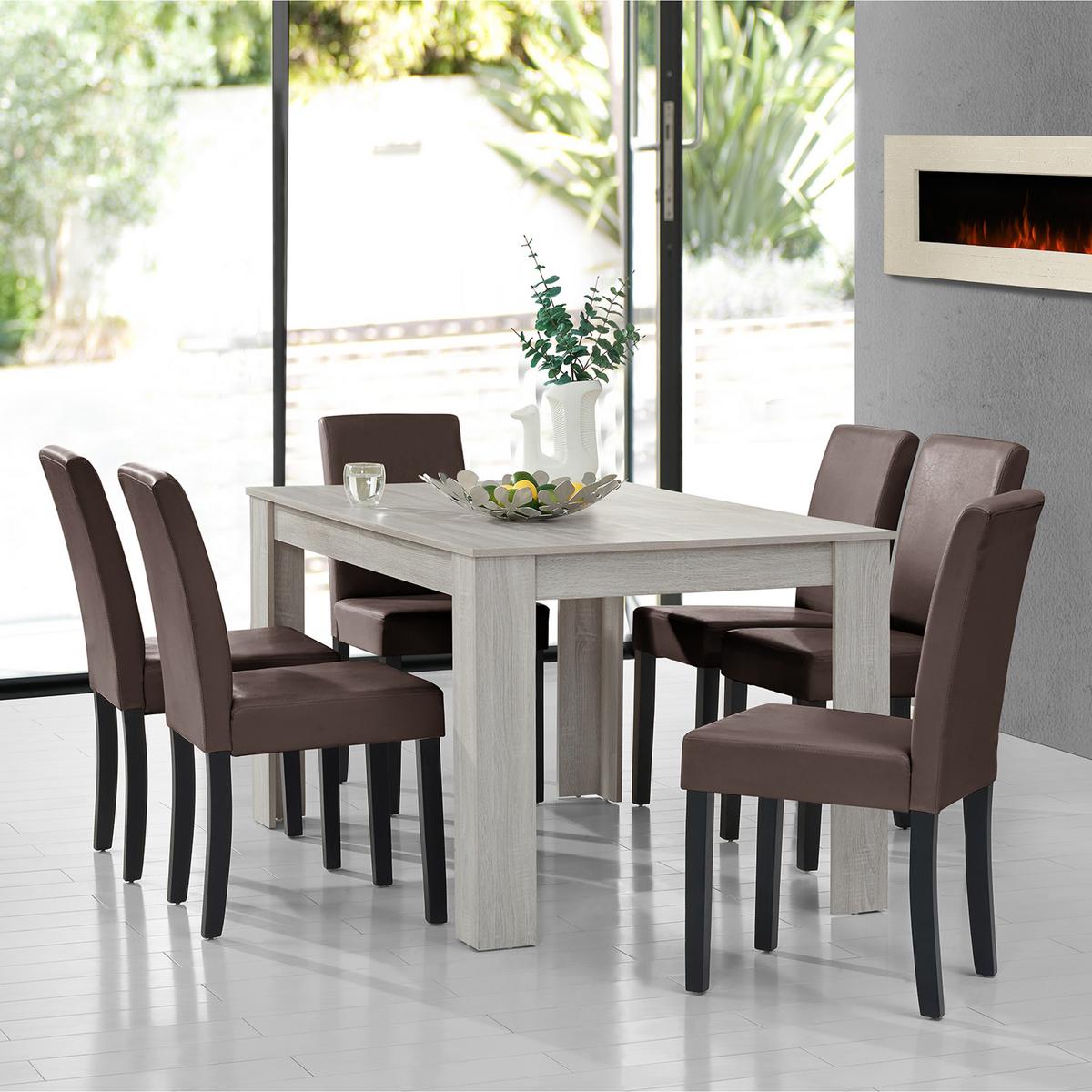 TISCHGRUPPE Forssa - Eichefarben/Braun, Holz/Holzwerkstoff (140/77/90cm) - [en.casa]