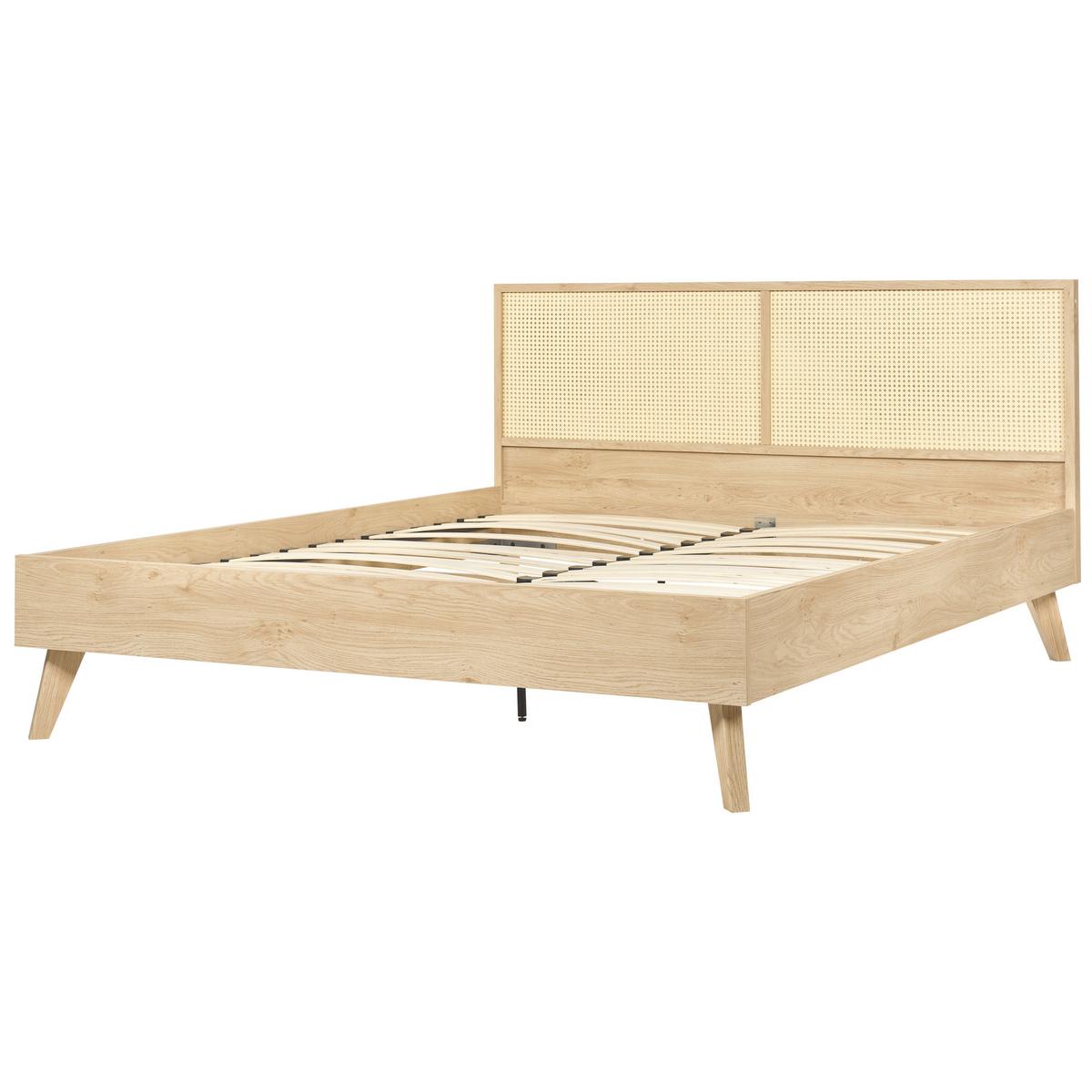 BETT 160/200cm Heller Holzfarbton Monpazier - Hellbraun, Naturmaterialen (160/200cm) - Beliani