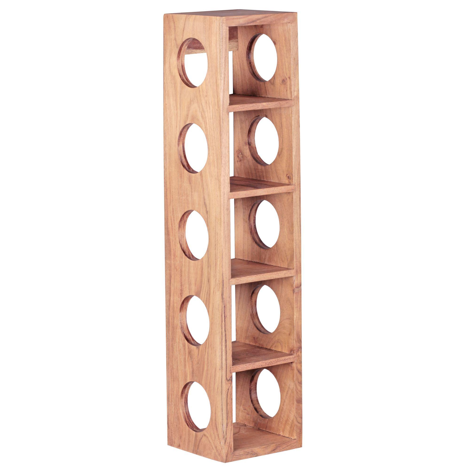 WEINREGAL Massivholz mit 5 Fächern Wandmontage Edelholz-Optik, Beige 70 cm - Beige, Holz (15/70/15cm) - KADIMA DESIGN