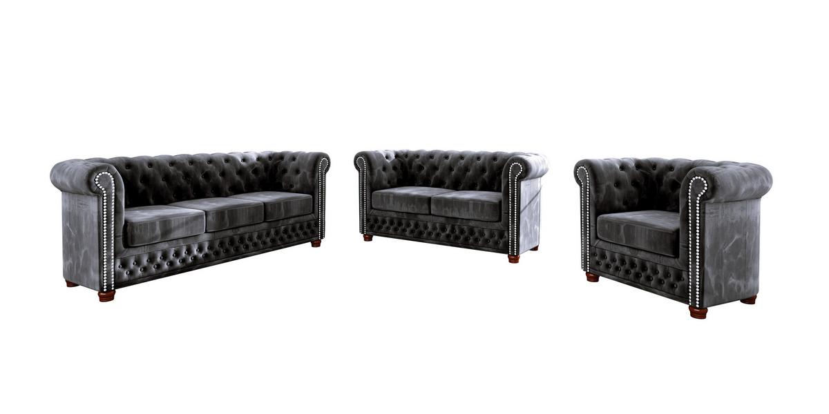 CHESTERFIELD-SESSEL Lauren Schwarz Samt - Schwarz/Braun, Holz/Textil (94/72/86cm) - S-Style Möbel