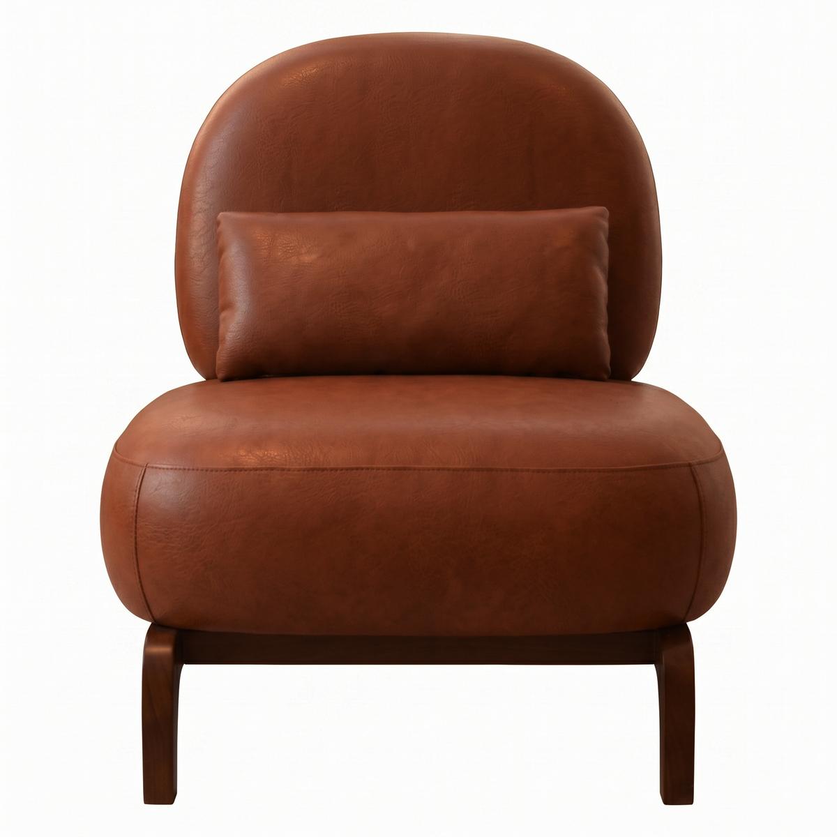 SESSEL Kunstleder Braun Armlos Holzbeine Lounge Lesesessel Wohnzimmer - Braun, Leder (86.9/69.9/72.1cm) - Urban Meuble