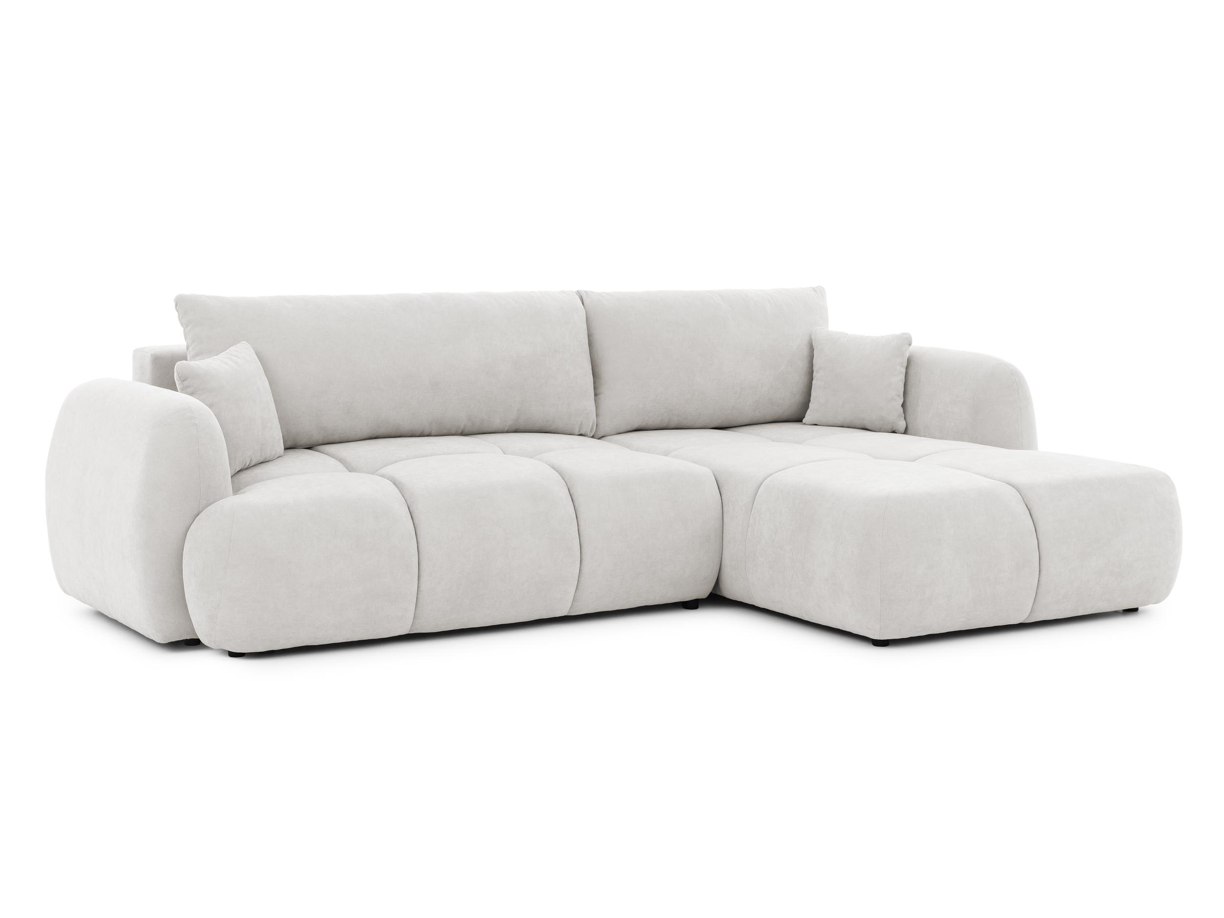 ECKSOFA Loretto aus natürlichem Creme Webstoff mit Schlaffunktion, Bettkasten und tiefen Steppungen in Bubble-Optik - Creme/Schwarz, Holz/Kunststoff (275/180cm) - S-Style