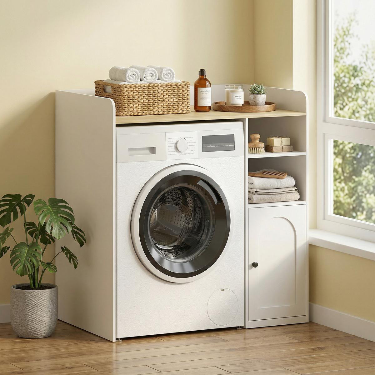 WASCHMASCHINENSCHRANK MDF Weiß Natur - Weiß, Holzwerkstoff (60/100/93.5cm) - HOMCOM