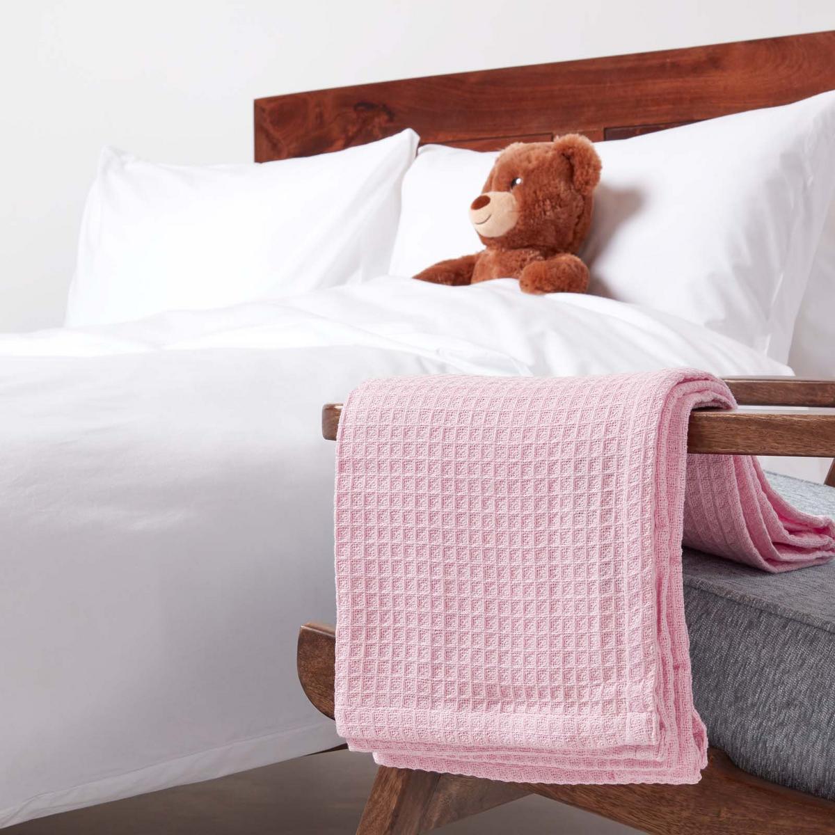 BABYDECKE Waffelpiqué 125/150 cm, Bio-Baumwolle - Rosa, Textil (125/150cm) - Homescapes