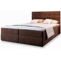 BOXBETT GLOS 180x200 cm mit Matratze und Topper, H2+H3 - Braun - Braun, Holz (180/200cm) - MASSENO