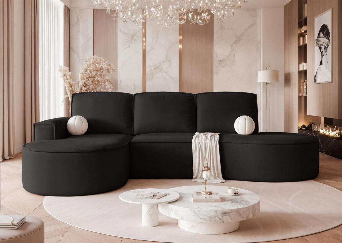 ECKSOFA Arlet Mit Schlaffunktion - Schwarz, Holzwerkstoff/Textil (277/156cm) - Fun Möbel