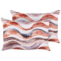 GARTENKISSEN 2er-Set Abstraktes Muster braun 40/60 cm Seborga - Braun, Textil (40/60cm) - Beliani
