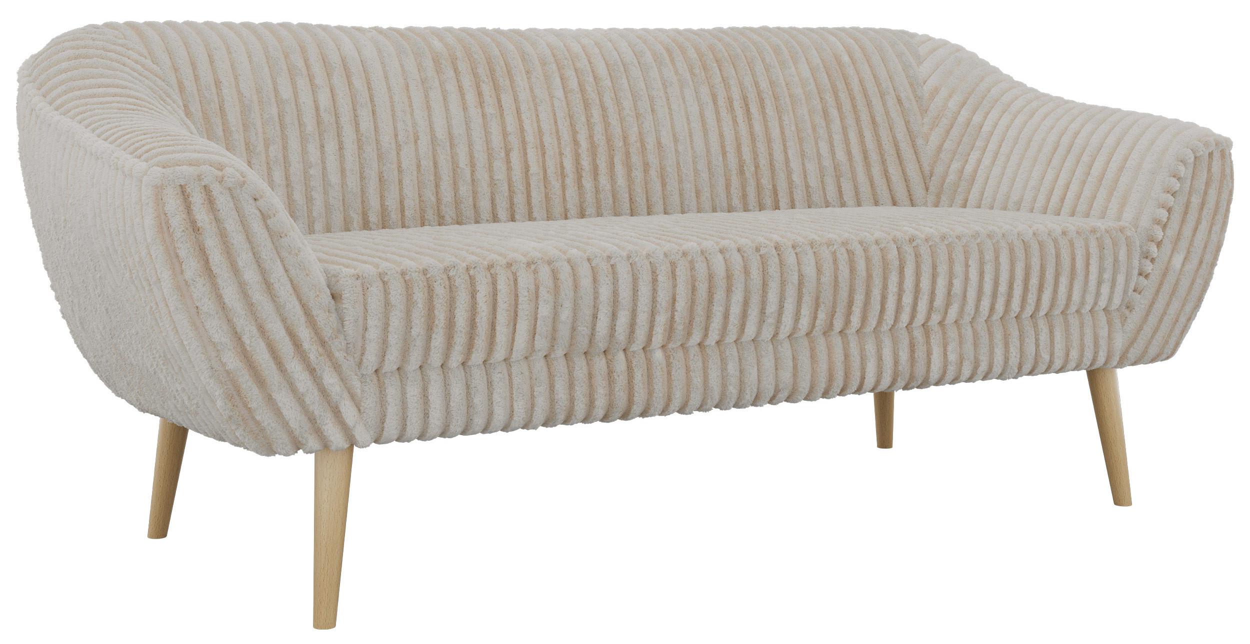 3-SITZER-SOFA PIRS - Beige Cord - Holzbeine - Beige/Buchefarben, Holzwerkstoff/Textil (180/75/74cm) - MKS