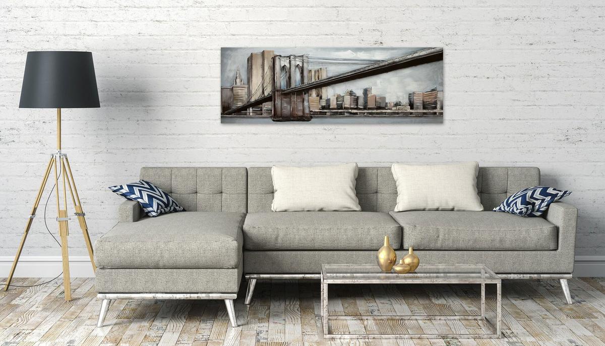 METALLBILD Blau 144/44 cm - Blau/Grau, Metall (9.6/44cm) - KUNSTLOFT