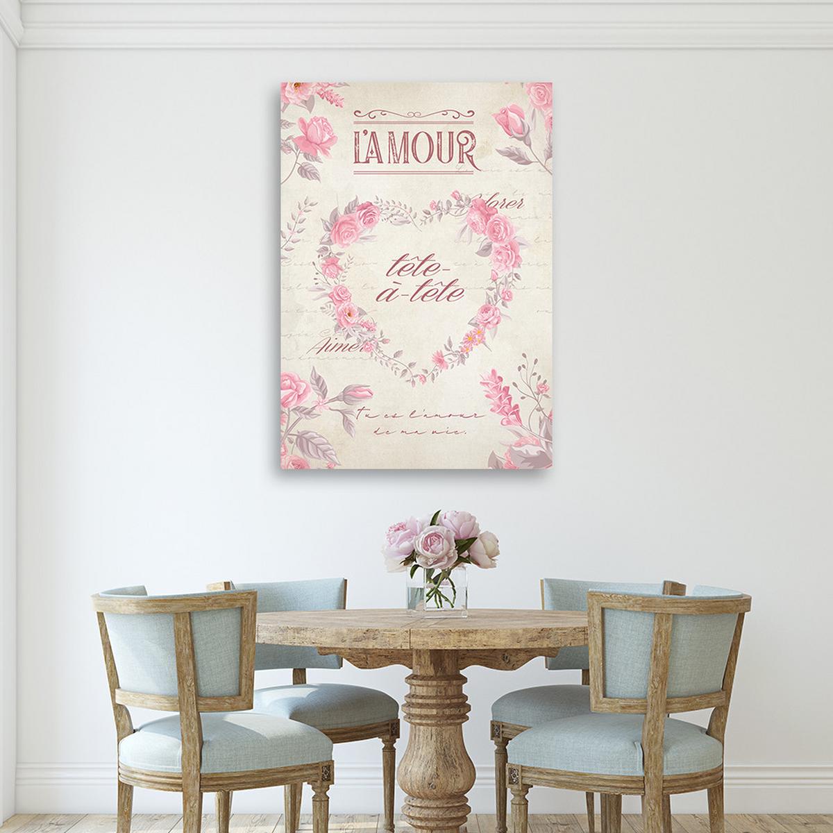 WANDBILD herzblumen shabby chic - Pink, Textil (40/60cm) - Feeby
