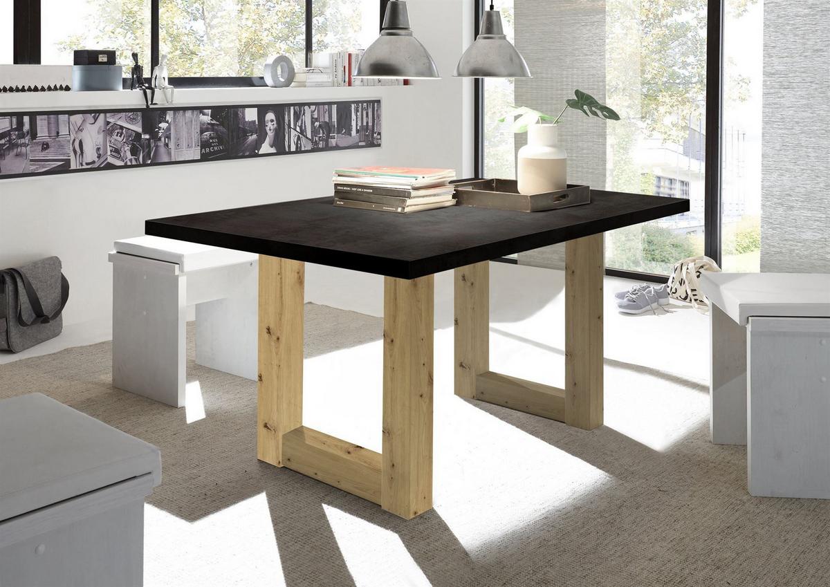 ESSZIMMERTISCH Eila 2 160 x 90 x 75 Esstisch Asteiche/Schwarzstahl - Schwarz, Holz (160/90/75cm) - 58aufmkessel