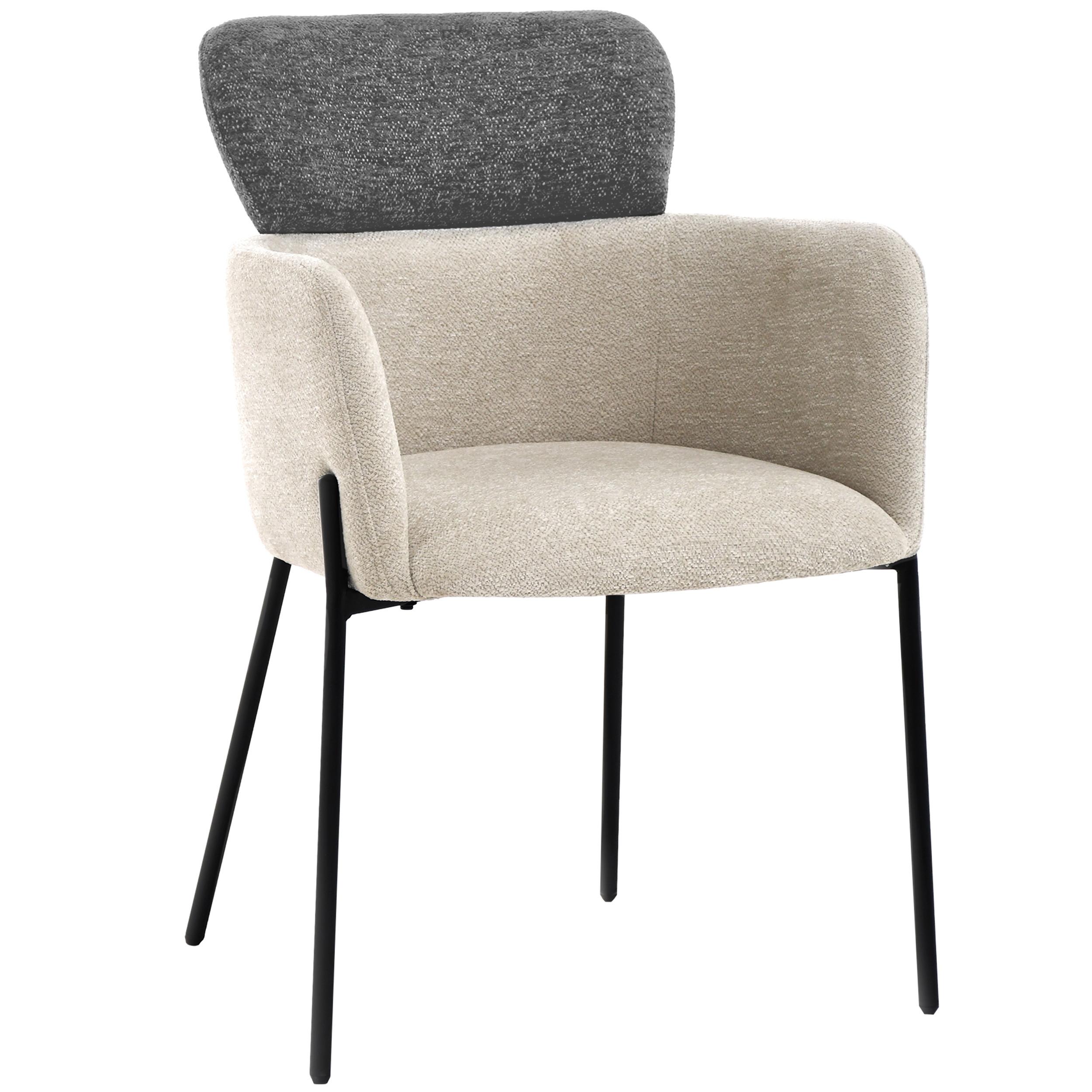 ARMLEHNENSTUHL Osmo mit Metallbeinen, Bouclé-Stoff, Dunkelbeige+Grau - Beige/Schwarz, Textil/Metall (60/85/57cm) - Beautysofa