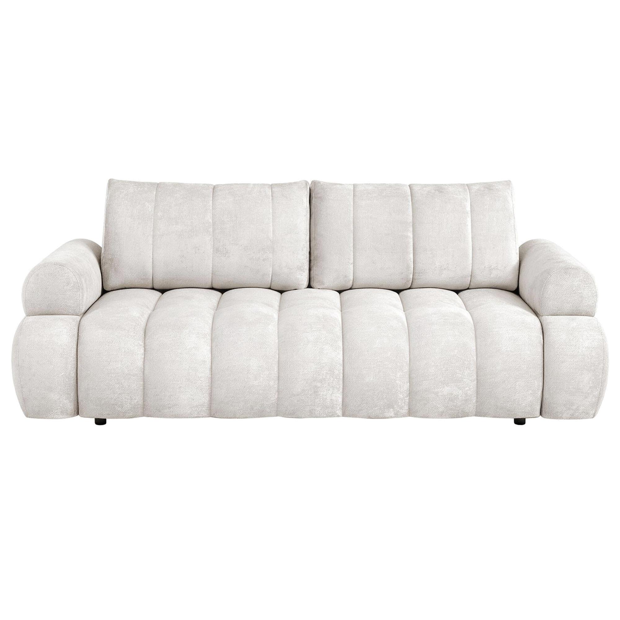 SCHLAFSOFA Mavi 3-Sitzer mit Schlaffunktion, Bettsofa Schlafcouch 195x145 cm, Creme - Creme, Textil (255/100/110cm) - Beautysofa