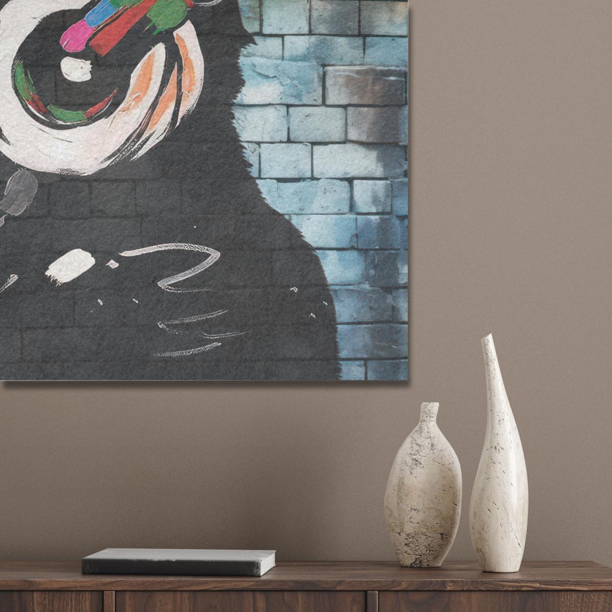 AKUSTIKBILD Affe - Graffiti - Musik Gemälde 80x60 cm - Multicolor, Kunststoff (80/60/0.9cm) - MuchoWow
