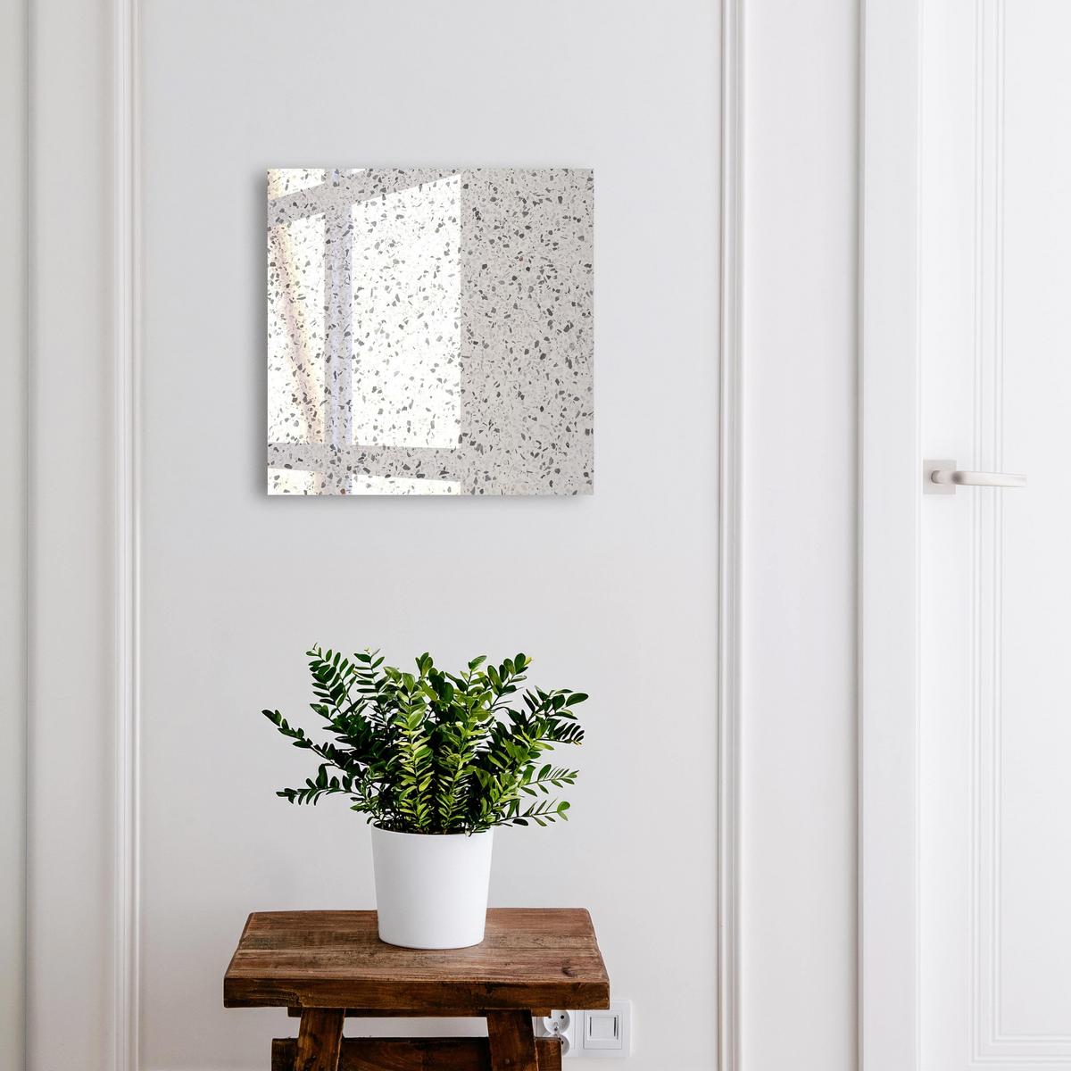 SCHLÜSSELBOX Schwarz 30x30 cm- Türöffnung nach rechts - Terrazzo-Stil - Weiß, Metall (30/30/5cm) - TULUP