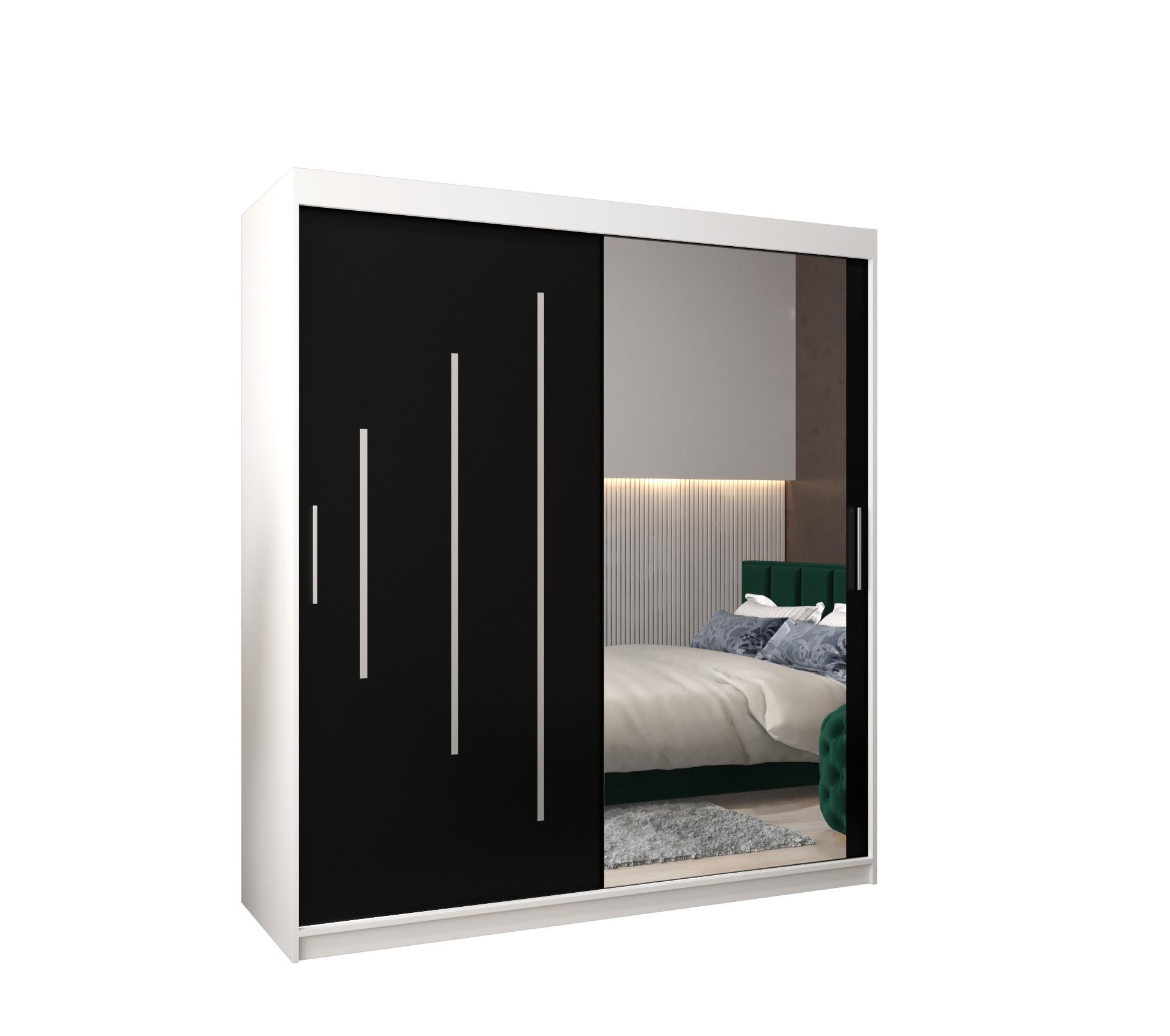 SCHWEBETÜRENSCHRANK 200/180/62 2-türig - Silberfarben/Schwarz, Holz/Kunststoff (180/200/62cm) - Abiks Möbel