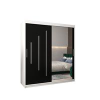 SCHWEBETÜRENSCHRANK 200/180/62 2-türig - Silberfarben/Schwarz, Holz/Kunststoff (180/200/62cm) - Abiks Möbel