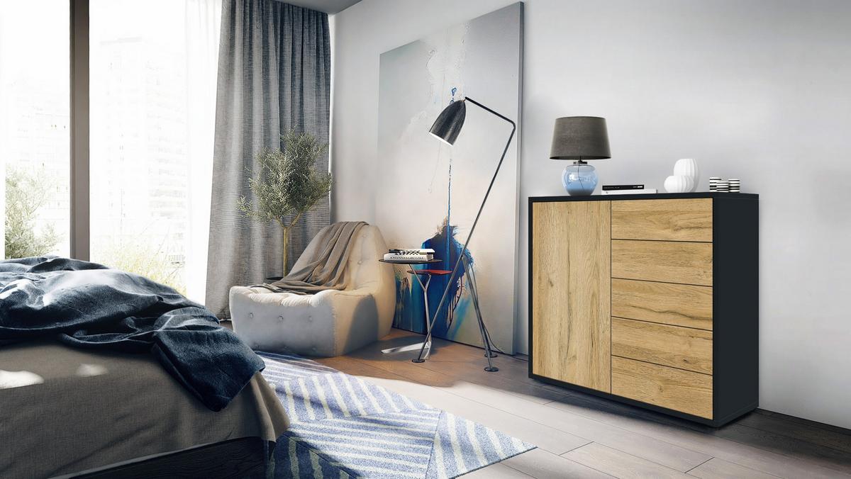 KOMMODE Ben Front in Eiche Nature - Eichefarben, Holzwerkstoff (79/74/36cm) - Vladon