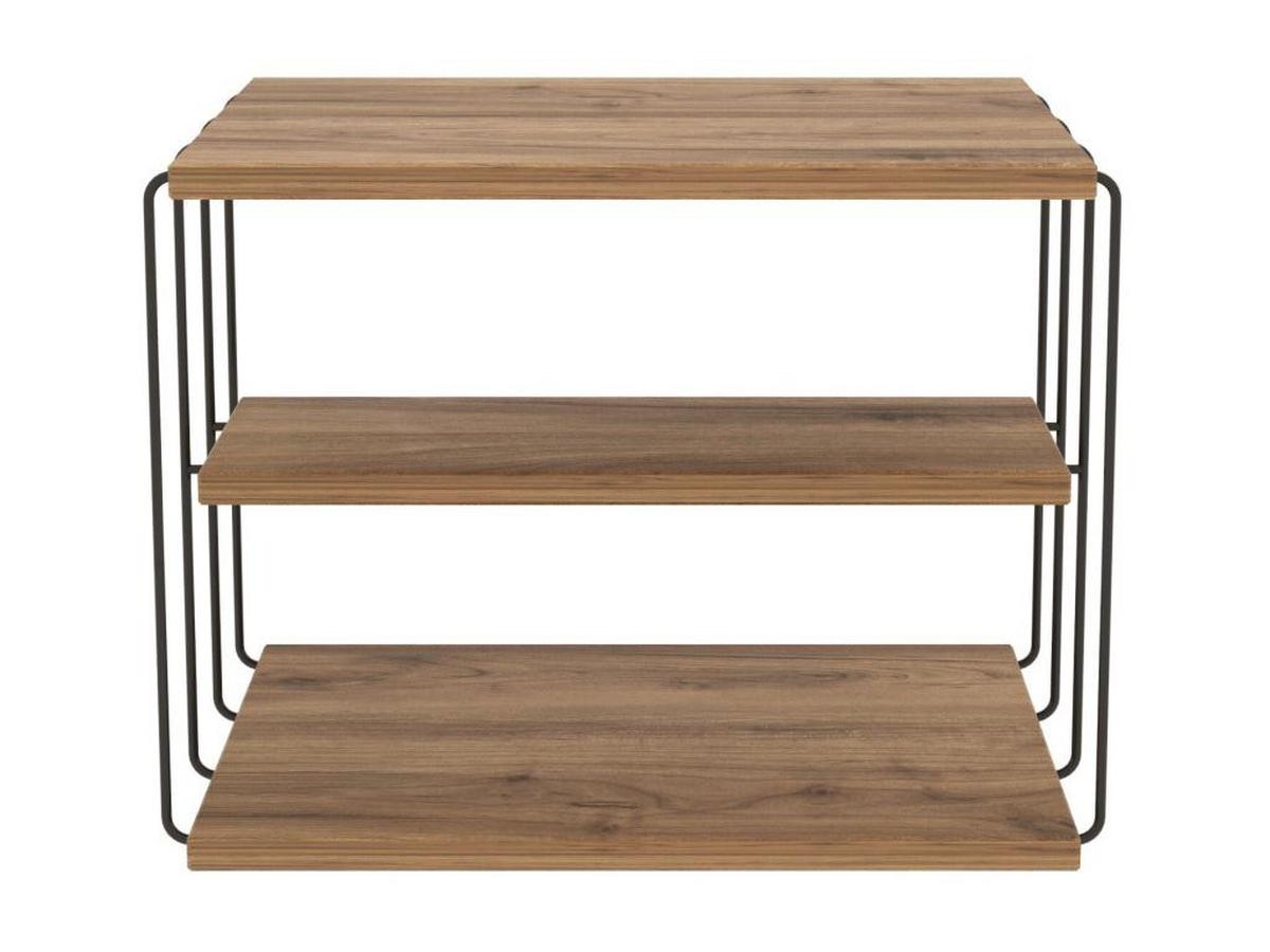 BEISTELLTISCH mit 1 Regal - Holzfarben & Schwarz - BRILENA - Naturfarben, Holz (50/40/33cm) - Vente-Unique