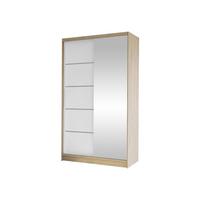 SCHWEBETÜRENSCHRANK Diego III - Weiß/Sonoma Eiche, Holzwerkstoff/Metall (100/200/58cm) - MIRJAN24