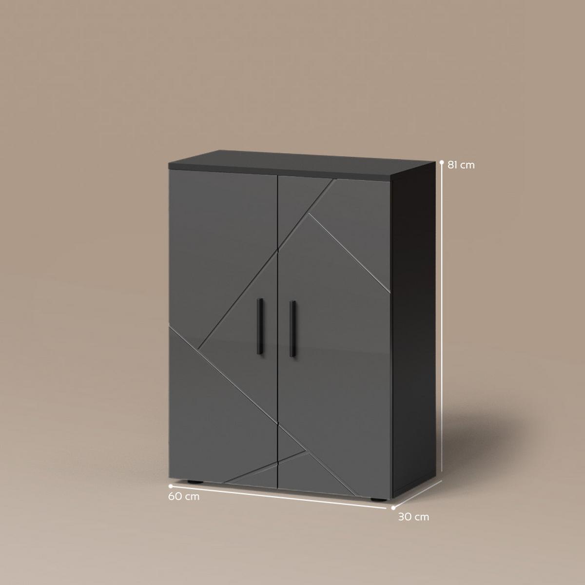 MIDISCHRANK Ronco Anthrazit Hochglanz 60 x 81 cm - Schwarz Hochglanz, Holzwerkstoff (60/81/30cm) - Livinity®