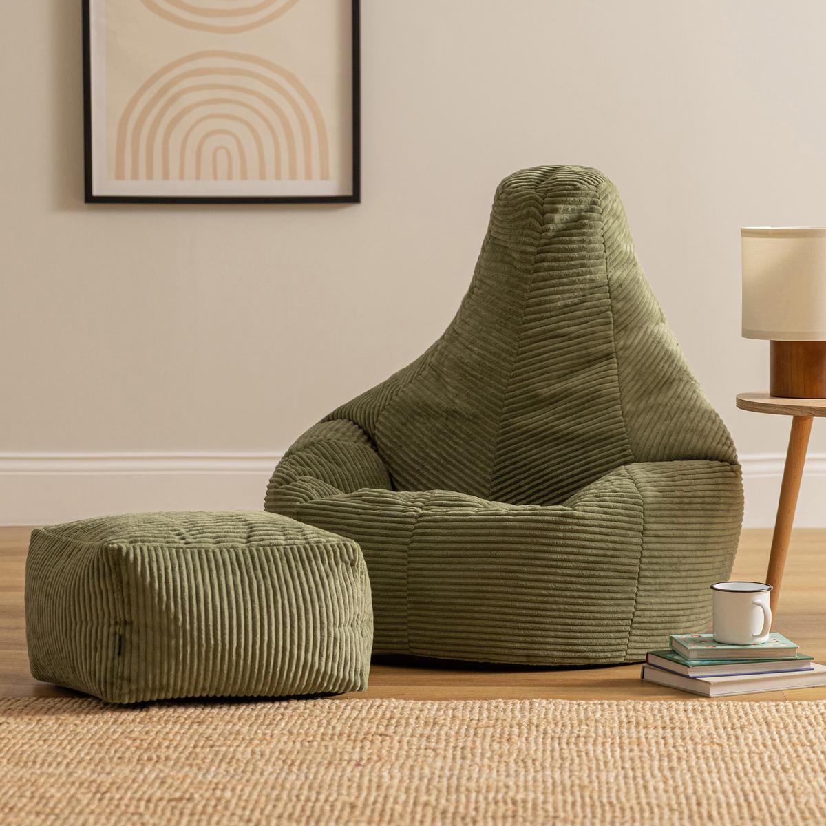 SITZSACK Dalton mit Hocker - Salbeigrün, Textil (82/76/82cm) - icon