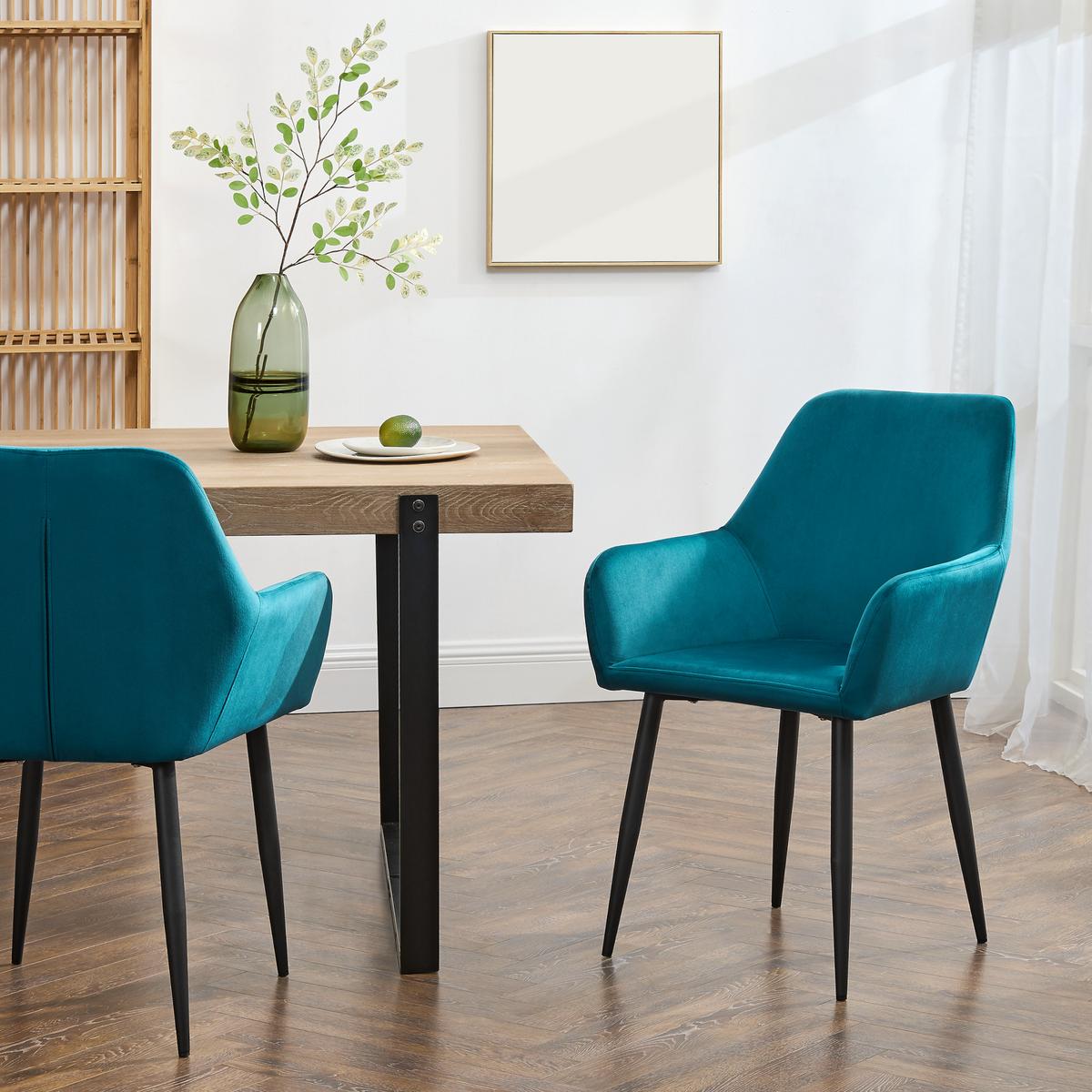 ESSZIMMERSTUHL Hollola im 2er-Set - Türkis, Metall (57/86/56cm) - [en.casa]