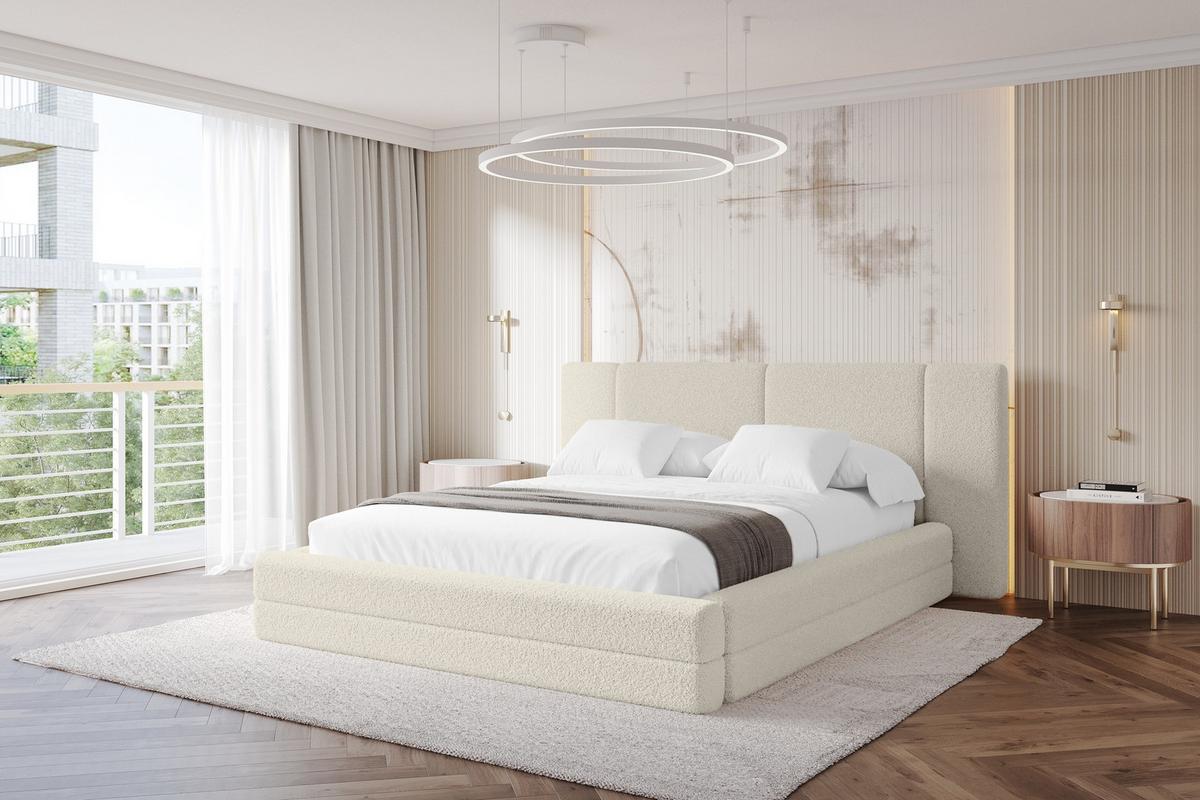 POLSTERBETT mit Bettkasten und Lattenrost, Bett mit Matratze H3/H4 - TEVO 140x200 Beige - Champagner, Holzwerkstoff/Textil (140/200cm) - ALTDECOR