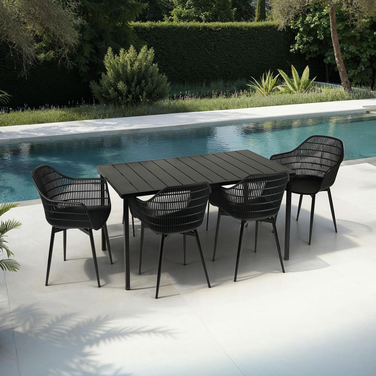 GARTENMÖBEL SET MARGHERITA 5er Set schwarz - Schwarz, Metall - IDIMEX