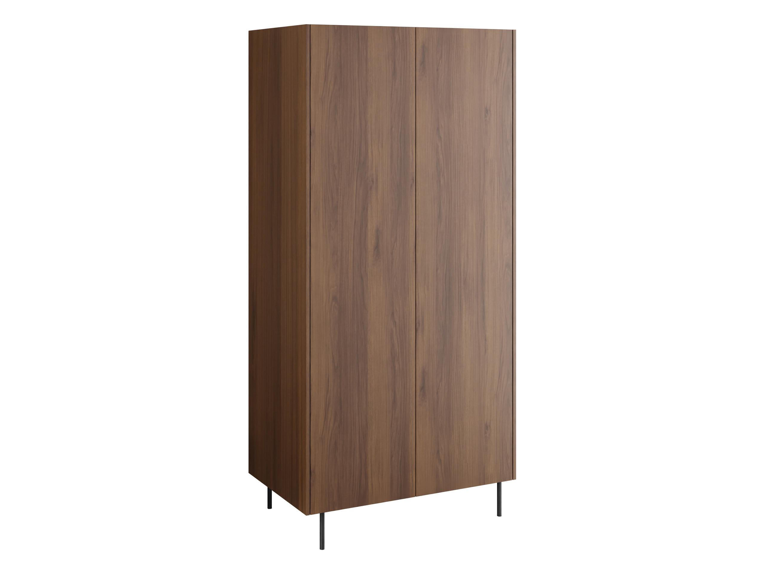 KLEIDERSCHRANK Tewos SZ90 - Nussbaumfarben/Schwarz, Holzwerkstoff/Metall (90/185/56cm) - MIRJAN24