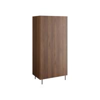 KLEIDERSCHRANK Tewos SZ90 - Nussbaumfarben/Schwarz, Holzwerkstoff/Metall (90/185/56cm) - MIRJAN24