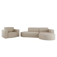SOFASET Palma In Scala - Beige, Holzwerkstoff/Textil (236/78/165cm) - Fun Möbel