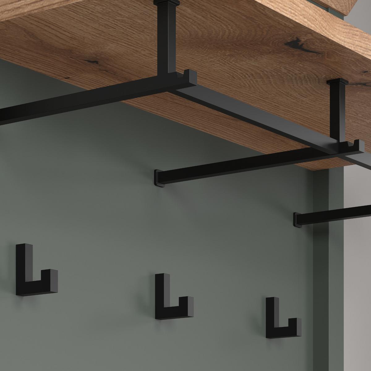 GARDEROBENPANEEL grün, Evoke Eiche 77 x 123 cm, Wandgarderobe im Landhaus-Stil - Eichefarben/Grün, Holzwerkstoff (28/123/77cm) - Top.Furn