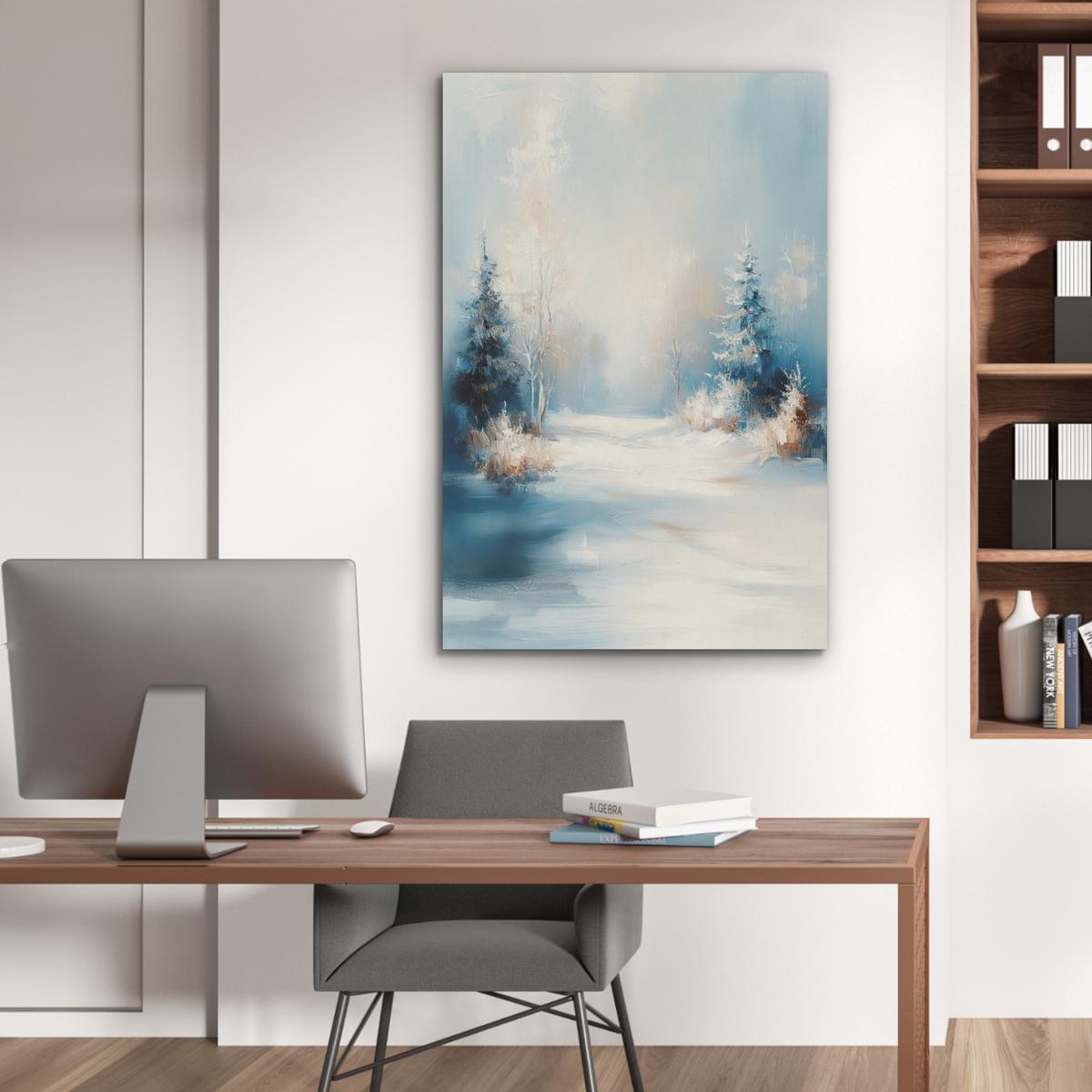 AKUSTIKBILD Wald - Winter - Natur - Abstrakt - Schnee Wanddeko 70x100 cm - Weiß, Kunststoff (70/100/0.9cm) - MuchoWow