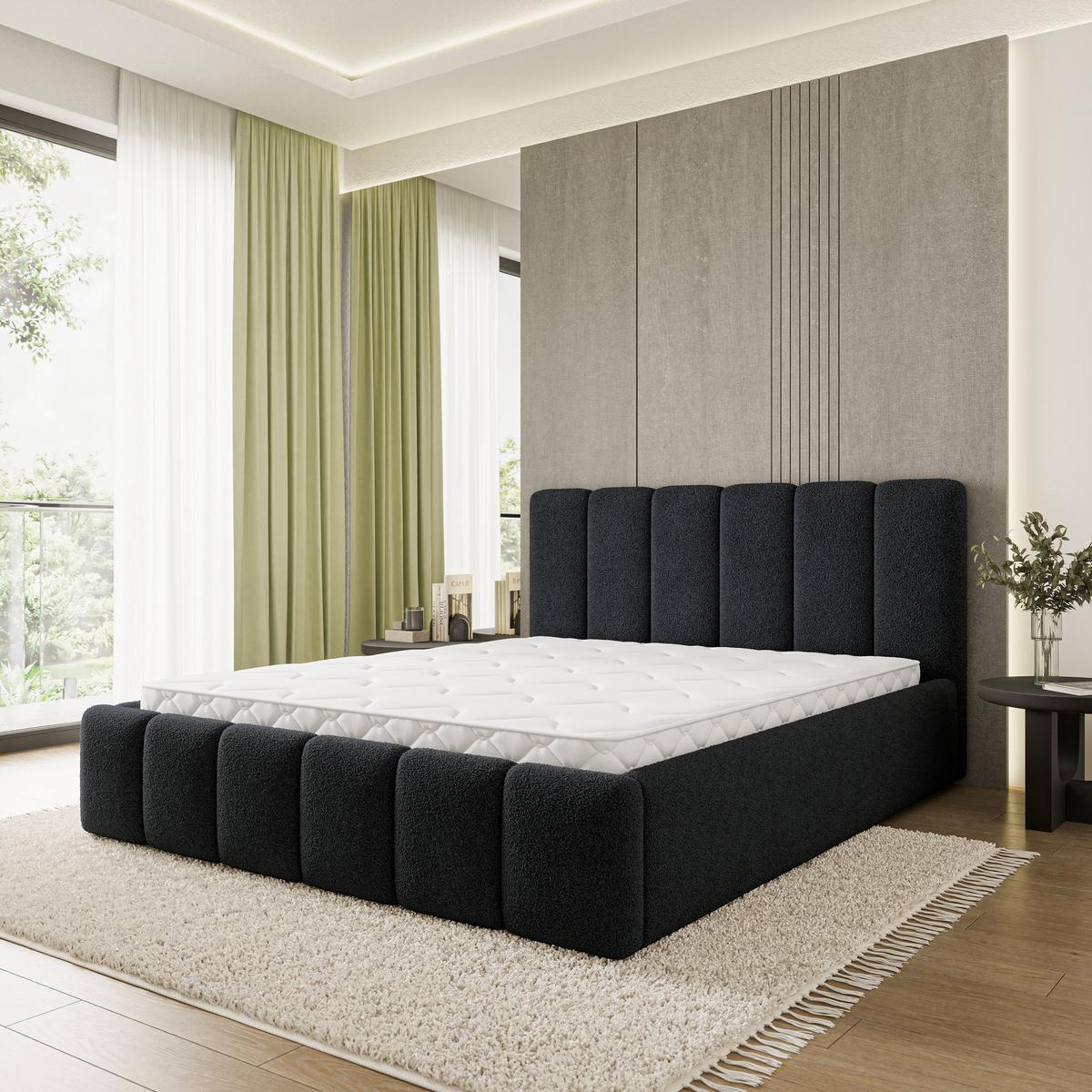 POLSTERBETT ATTORA Q 160x200 cm mit Bettkästen - Schwarz - Schwarz, Holz (160/200cm) - MASSENO