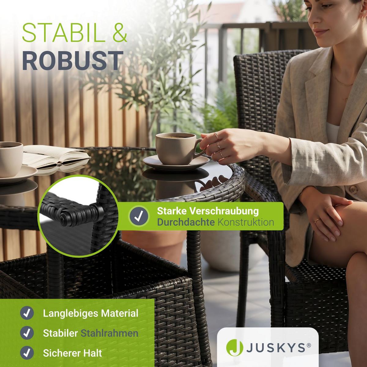 GARTENSTÜHLE Yoro 2er-Set - Schwarz, Kunststoff (50/90/50cm) - Juskys