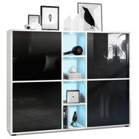 HIGHBOARD Cuba Türen in Schwarz Hochglanz - Schwarz Hochglanz, Holzwerkstoff (130.5/105.5/35.5cm) - Vladon
