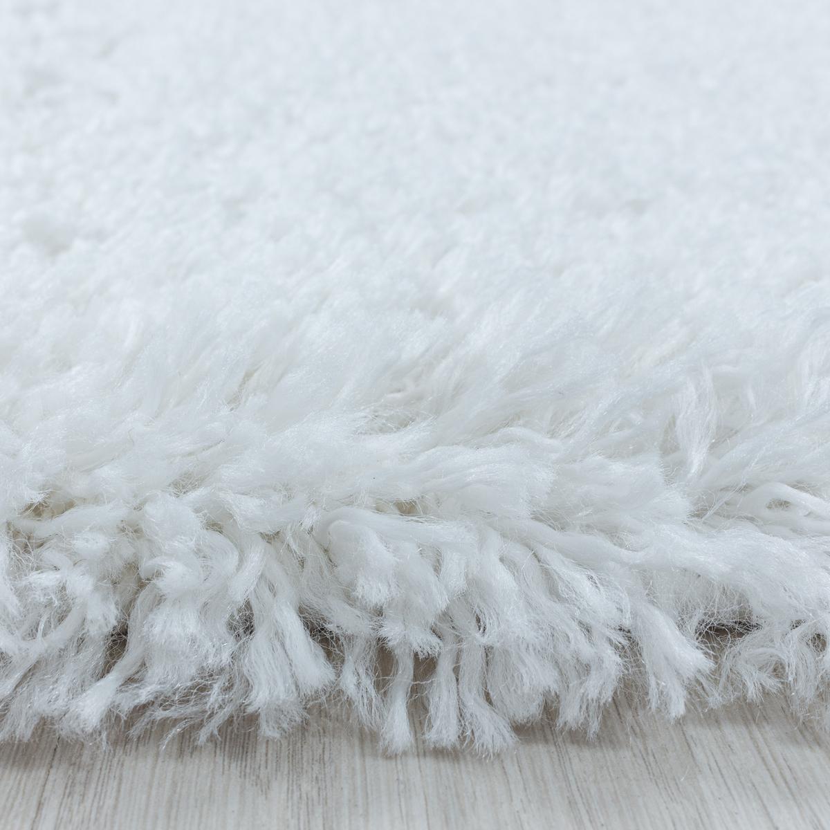 HOCHFLORTEPPICH SALZACH, einfarbig, Weiß, Ø 120 cm - Weiß, Textil (120/120cm) - KADIMA DESIGN